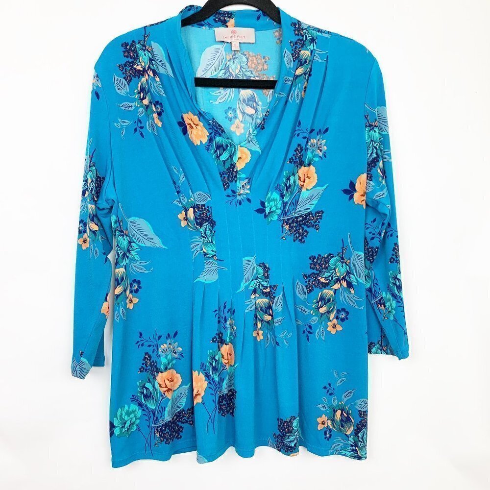 Laurie Felt LA Floral V-neck Top Poly-Spandex